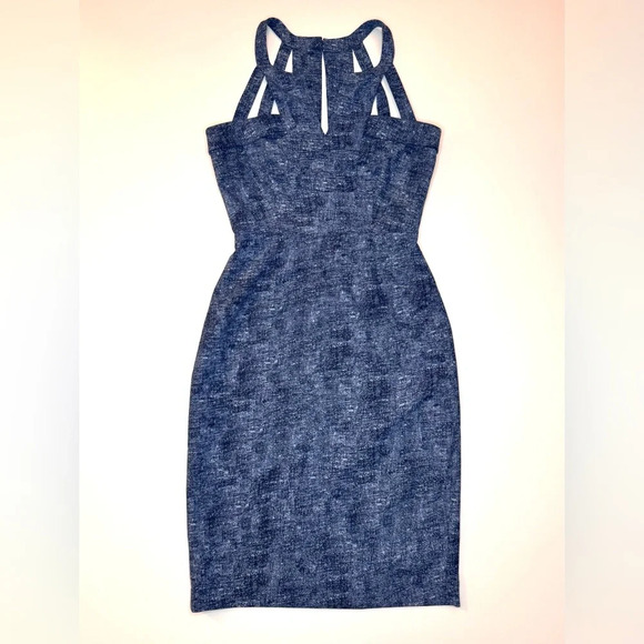 BCBG MAXAZRIA Blue Sleeveless Cut Out Fitted Macie Dress Size- 0 - Picture 1 of 9